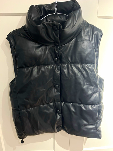 Zara black faux leather puffer - black,