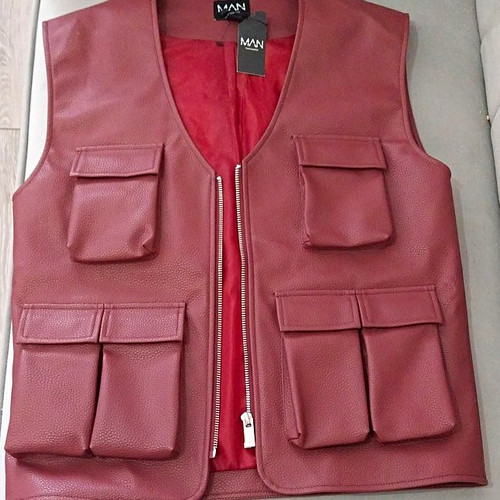 Man red faux leather - red,
