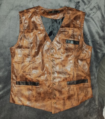 Mens waistcoat faux - faux, leather
