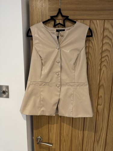 Cream faux leather waistcoat - faux,