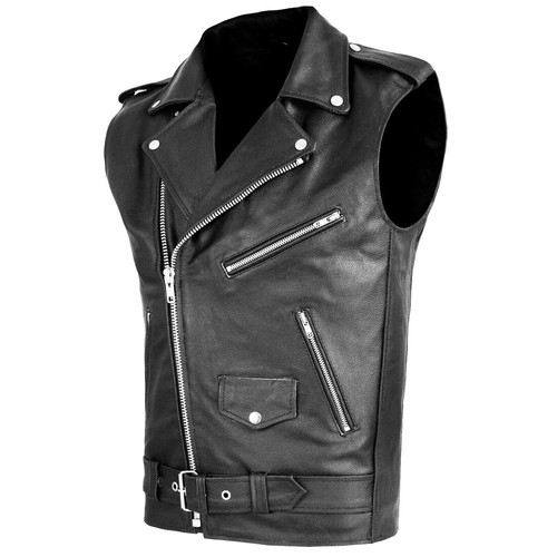 Men leather vest - leather,