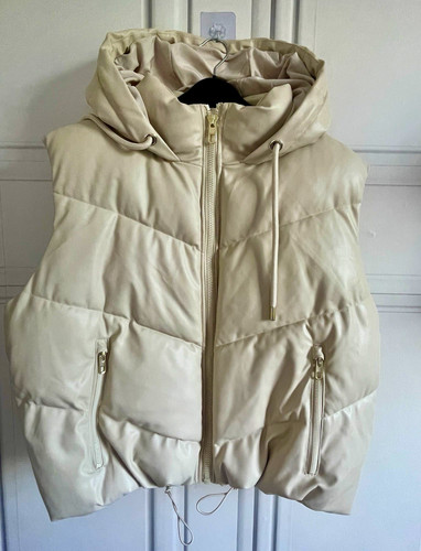 Zara beige faux - leather, hooded