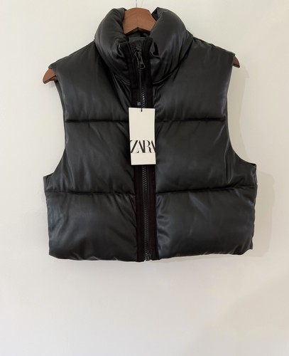 Zara black faux leather puffer - zara,