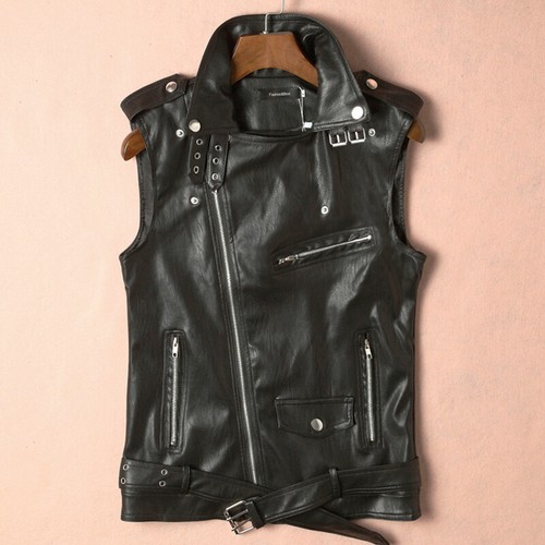 Men faux leather vest - leather,