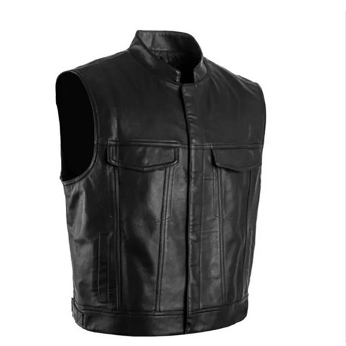 Men black faux leather biker - black,