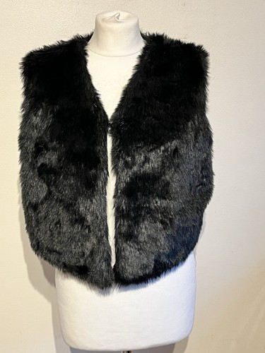 Black faux fur leather - black, gilet