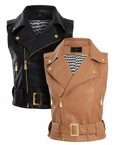 Womens faux leather gilet - faux,