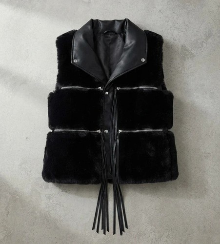Brown faux fur and leather - faux,