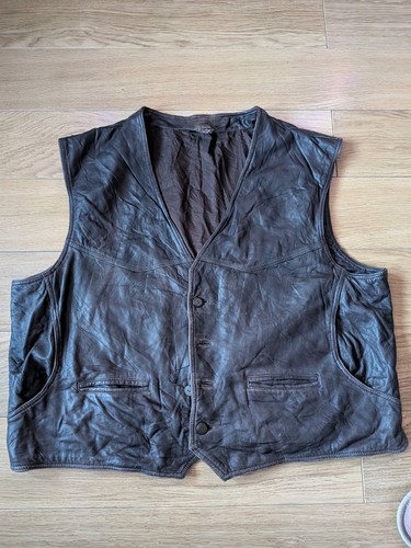 Dark brown leather - leather, waistcoat