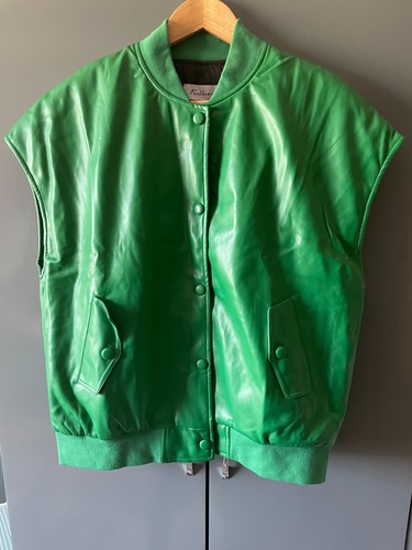 Women green faux leather