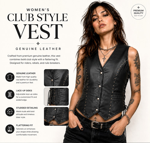 Women leather vest - women's,