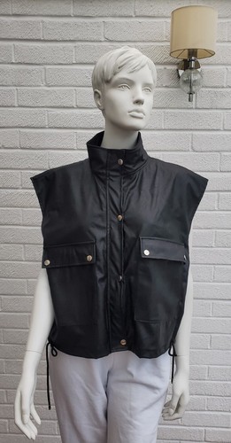 Faux leather woman waistcoat - leather,