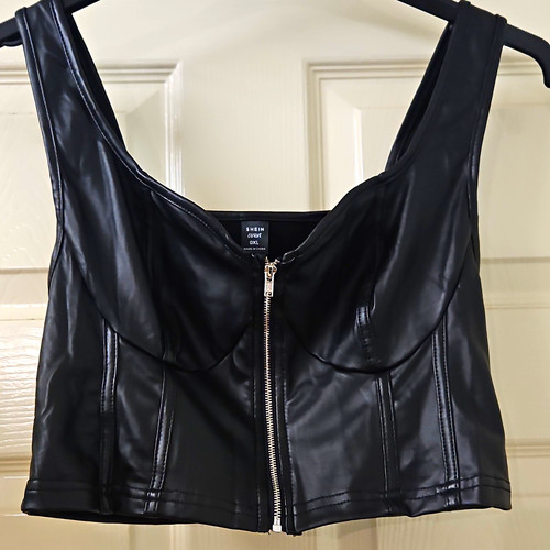 Shein black faux - faux, leather