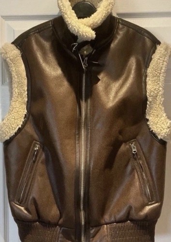 Aviator gilet brown faux - gilet,