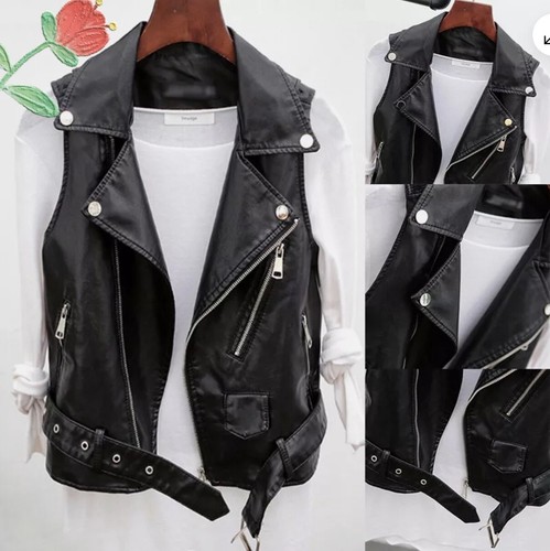 Womens faux leather waistcoat - faux,