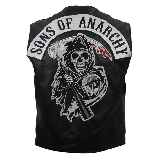 Men black leather - men's, vest