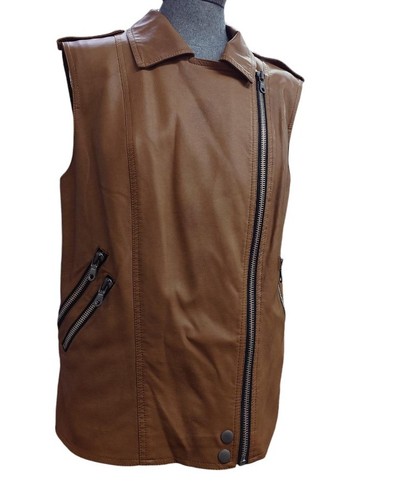 Faux leather waistcoat s - leather, m&s